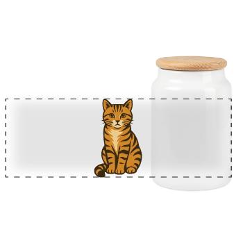 Tigerkatze Vintage Illustration - Panorama Keksdose mit Holzdeckel - Weiß - Vorne