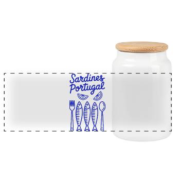 Sardines Portugal Motif - Boîte à biscuits avec couvercle en bois - blanc - Devant
