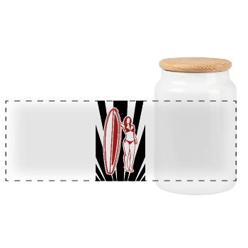 Conception du Wave Rider - Boîte à biscuits avec couvercle en bois - blanc - Devant