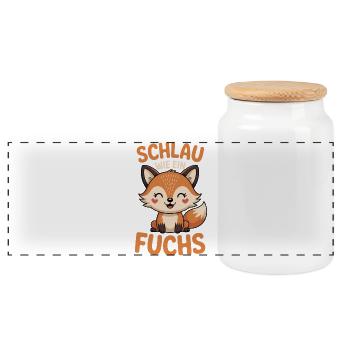 Schlau Wie Ein Fuchs Humor - Panorama Keksdose mit Holzdeckel - Weiß - Vorne