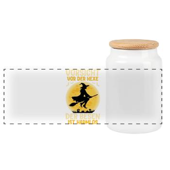 Méfiez-vous de la sorcière Le balai est inoffensif - Boîte à biscuits avec couvercle en bois - blanc - Devant