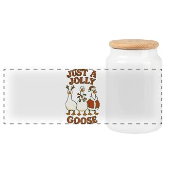 Weihnachten Just A Jolly Goose lustiges Design - Panorama Keksdose mit Holzdeckel - Weiß - Vorne