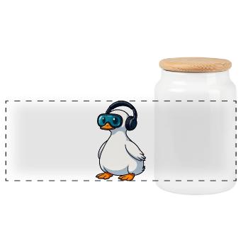 Süße Ente Gamer Zocker Cartoon Virtual Reality - Panorama Keksdose mit Holzdeckel - Weiß - Vorne