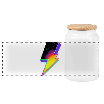 Neon-Regenbogen-Blitz-Emblem - Panorama Keksdose mit Holzdeckel - Weiß - Vorne