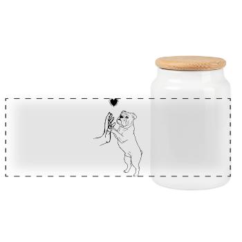 Bouledogue anglais Amoureux des chiens Bouledogue français - Boîte à biscuits avec couvercle en bois - blanc - Devant