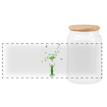 Tree of Life – Harmony of Man & Nature - Panoramic Cookie Jar with Wooden Lid - white - Front
