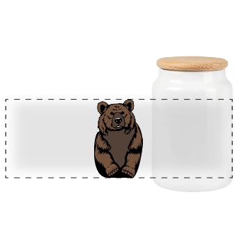 Bear BearsT-shirt Gift - Panoramic Cookie Jar with Wooden Lid - white - Front