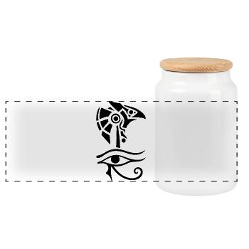 Dieu égyptien et oeil d'Horus (noir) - Boîte à biscuits avec couvercle en bois - blanc - Devant