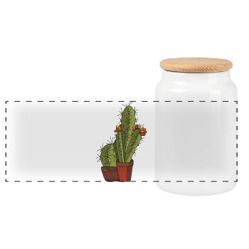 Flowers - Panoramic Cookie Jar with Wooden Lid - white - Front
