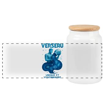 Wassermann Sternzeichen - Astrologie - Panorama Keksdose mit Holzdeckel - Weiß - Vorne
