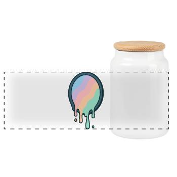 Melted Pastel Rainbow - Panoramic Cookie Jar with Wooden Lid - white - Front