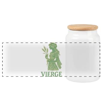Virgo Star Sign - Astrology - Panoramic Cookie Jar with Wooden Lid - white - Front