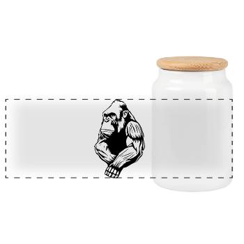 Cadeau T-shirt Singe - Boîte à biscuits avec couvercle en bois - blanc - Devant