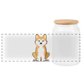 Akita Inu Dog Mom Proud Japanese Akita Lover - Panoramic Cookie Jar with Wooden Lid - white - Front