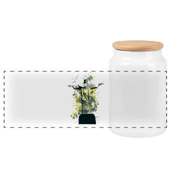 Rio Christ Statue – Cristo – Urban Splash Art - Panoramic Cookie Jar with Wooden Lid - white - Front