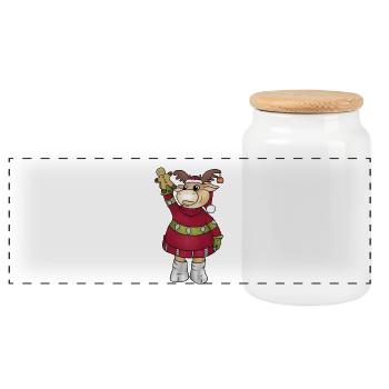 Elch_mit_Lebkuchen - Boîte à biscuits avec couvercle en bois - blanc - Devant