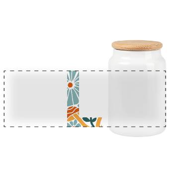 Letter l Groovy Flowers Geschenkidee - Panorama Keksdose mit Holzdeckel - Weiß - Vorne