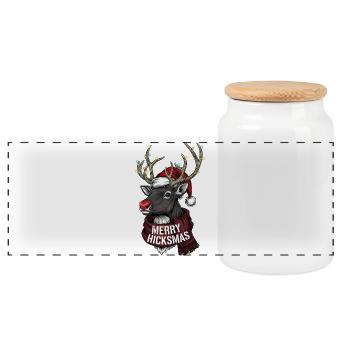Christmas Reindeer Rudolph - Christmas Reindeer - Panoramic Cookie Jar with Wooden Lid - white - Front