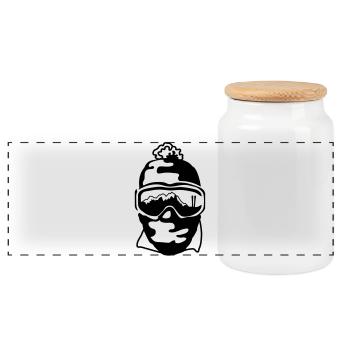 Ski goggles - Panoramic Cookie Jar with Wooden Lid - white - Front
