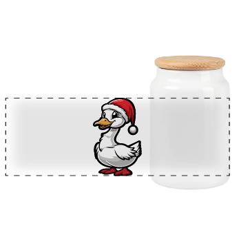 Gans Weihnachten - Panorama Keksdose mit Holzdeckel - Weiß - Vorne