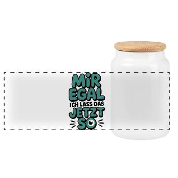I don't care now so eye - Panoramic Cookie Jar with Wooden Lid - white - Front