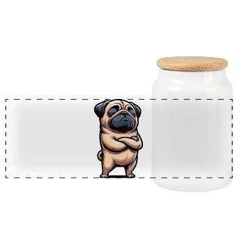 Mops Möpse Mopsbesitzer Mopsliebhaber Mopshalter - Panorama Keksdose mit Holzdeckel - Weiß - Vorne