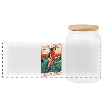 Vélo rétro Ride Hard Laugh Loud - Boîte à biscuits avec couvercle en bois - blanc - Devant