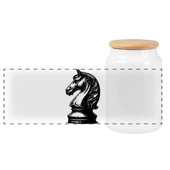 Échiquier avec pièces, roi et pions - Boîte à biscuits avec couvercle en bois - blanc - Devant
