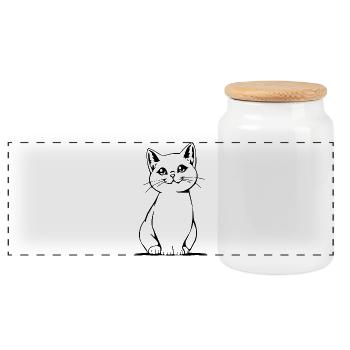 Katze Kätzchen Katzenshirt Geschenk Weihnachten - Panorama Keksdose mit Holzdeckel - Weiß - Vorne