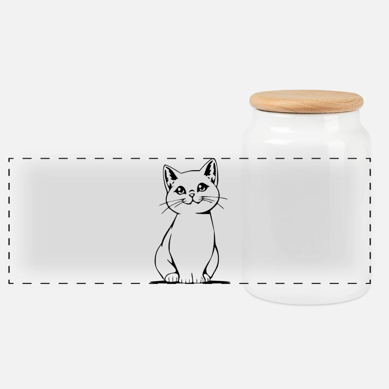 Cadeau de Noël Chat chaton Chat - Boîte à biscuits avec couvercle en bois - blanc