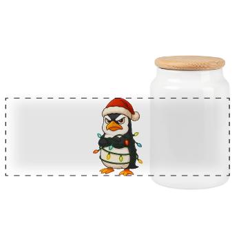Grumpy Pinguin Weihnachten Weihnachtsmütze Lichter - Boîte à biscuits avec couvercle en bois - blanc - Devant