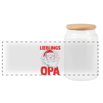 Weihnachtsmann Opa Claus Weihnachten - Panorama Keksdose mit Holzdeckel - Weiß - Vorne
