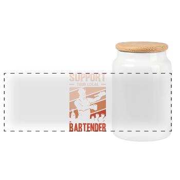 Barkeeper Geschenke Abschied Gastronomie - Panorama Keksdose mit Holzdeckel - Weiß - Vorne