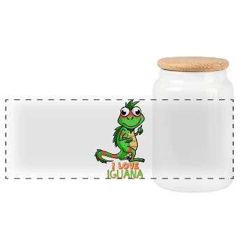 Ich liebe Leguan, süßes Haustier-Echsen-Reptilienliebhaber-Geschenk - Panorama Keksdose mit Holzdeckel - Weiß - Vorne