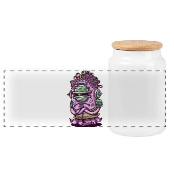 Créature extraterrestre rose de l’espace - Boîte à biscuits avec couvercle en bois - blanc - Devant