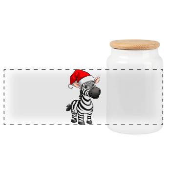 Zebras Weihnachten - Panorama Keksdose mit Holzdeckel - Weiß - Vorne