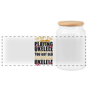 Hawaiian Ukulele Uke Retired You - Panorama Keksdose mit Holzdeckel - Weiß - Vorne