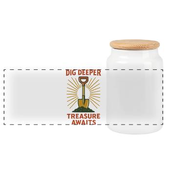 Dig Deeper Treasure Awaits Metal Detecting - Panoramic Cookie Jar with Wooden Lid - white - Front