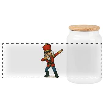 Nutcracker Dabbing Dance - Panoramic Cookie Jar with Wooden Lid - white - Front