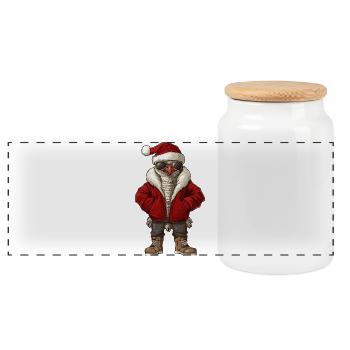 Dinde Noël Hiver - Boîte à biscuits avec couvercle en bois - blanc - Devant