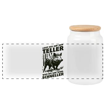 Rien sur l’assiette, la truie était plus rapide - chassait - Boîte à biscuits avec couvercle en bois - blanc - Devant