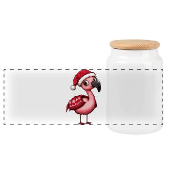 Noël de Noël Flamant rose - Boîte à biscuits avec couvercle en bois - blanc - Devant