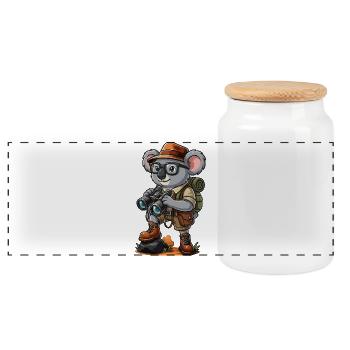 Drôle d’aventure de randonnée de camping Koala Explorer - Boîte à biscuits avec couvercle en bois - blanc - Devant