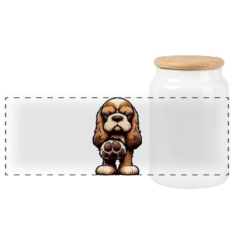 Cocker Spaniel Cocker Dog Cocker Spaniel Owner - Panoramic Cookie Jar with Wooden Lid - white - Front