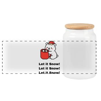 Little Polar Bear - Panoramic Cookie Jar with Wooden Lid - white - Front