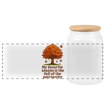 Arbre d’automne : Chute du patriarcat - Boîte à biscuits avec couvercle en bois - blanc - Devant
