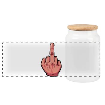 Stinkefinger Illustration - Panorama Keksdose mit Holzdeckel - Weiß - Vorne