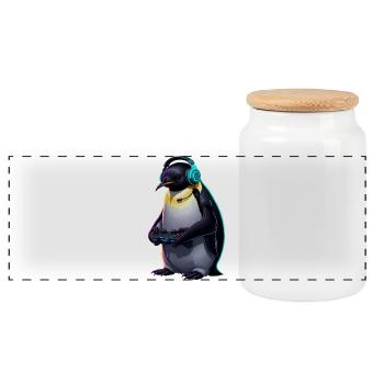 Pinguin Spiele Tier Videospiele Lustiger Pinguin - Panorama Keksdose mit Holzdeckel - Weiß - Vorne