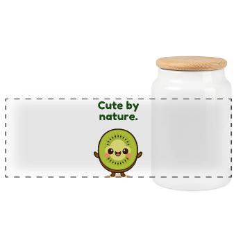 Motif kiwi Mignon par nature - Boîte à biscuits avec couvercle en bois - blanc - Devant