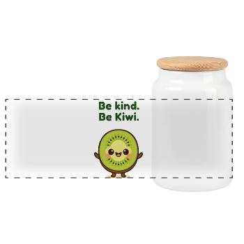 Dessin animé Be Kind Be Kiwi - Boîte à biscuits avec couvercle en bois - blanc - Devant